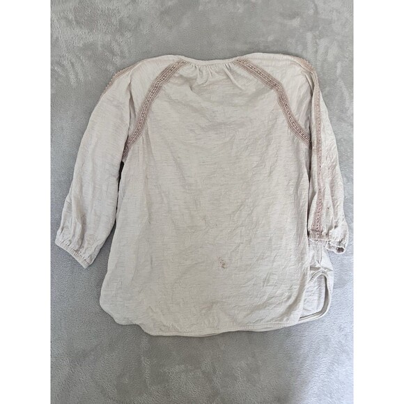 Sundance Catalog Beige Blouse Top Womens L Lace Boho Casual Beach Vacation - Picture 7 of 8
